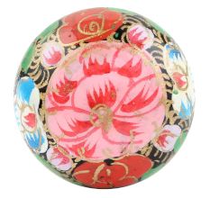 Pink Green Floral Hand Painted Kashmiri Indian Cabinet Knobs